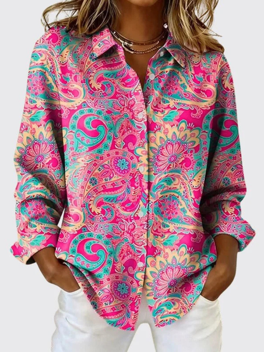 Blusa abotonada con estampado de Paisley