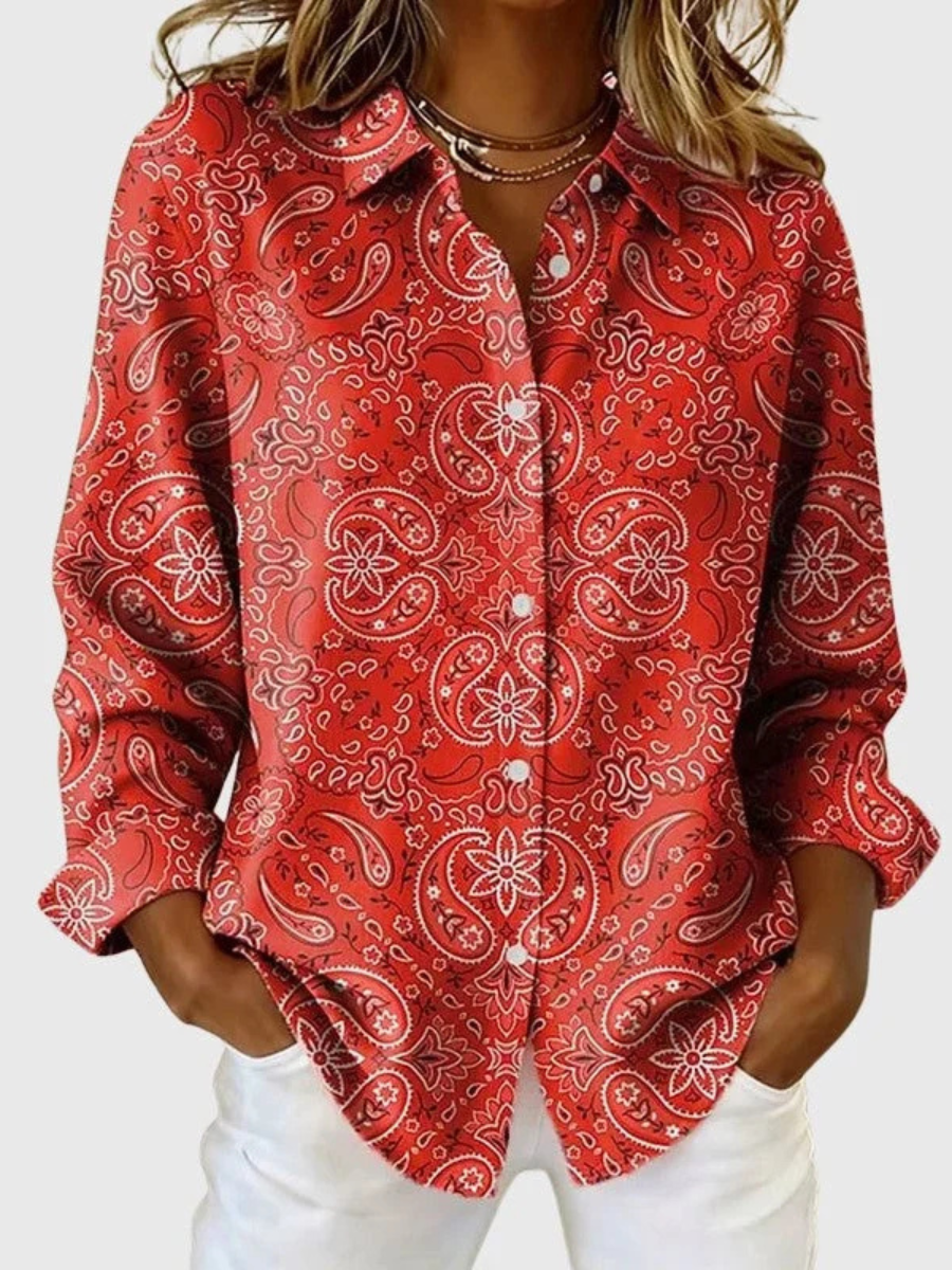 Blusa abotonada con estampado de Paisley