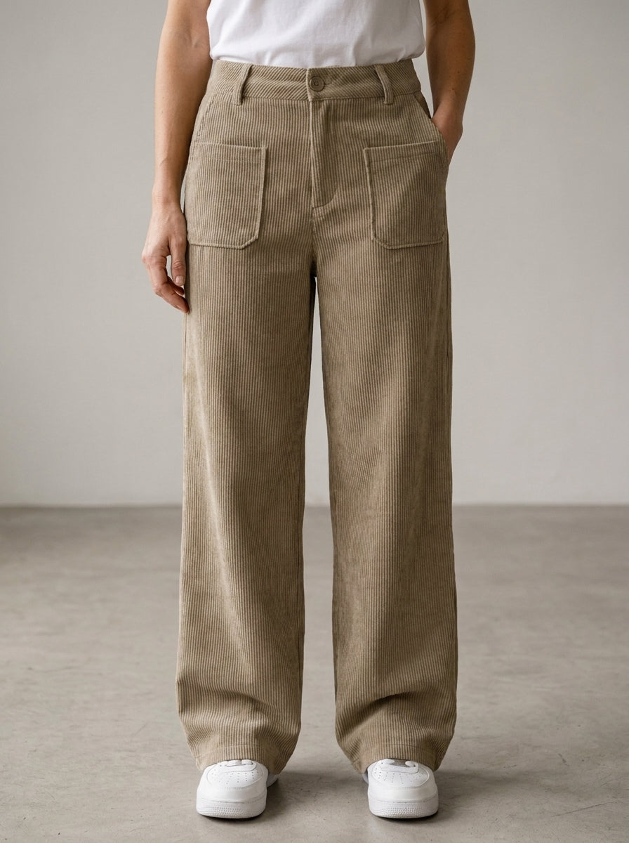 Pantalones informales de mujer, de corte holgado y perneras anchas