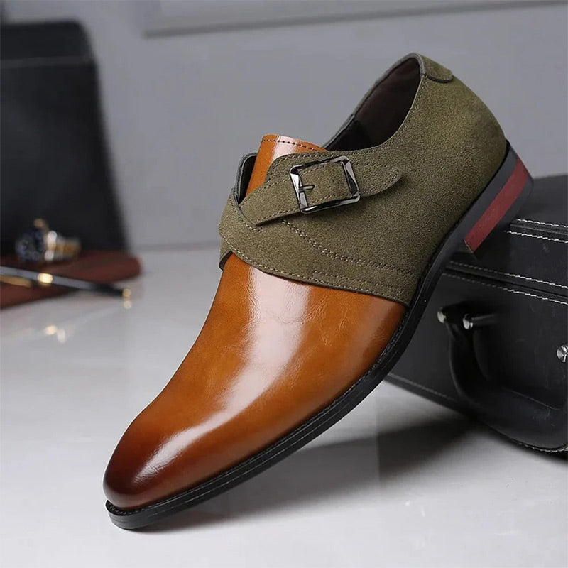 Zapatos de piel para hombre a la última con diseño de bloques de color