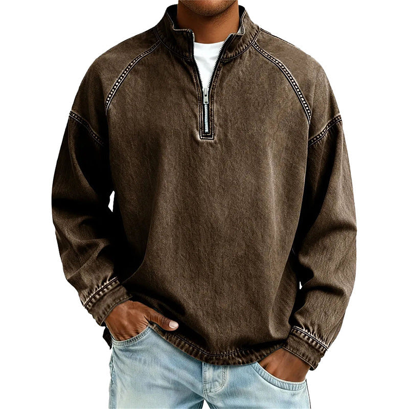 Jersey de hombre con media cremallera y estilo vintage