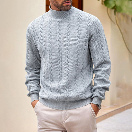 Jersey de punto trenzado con cuello alto para hombre