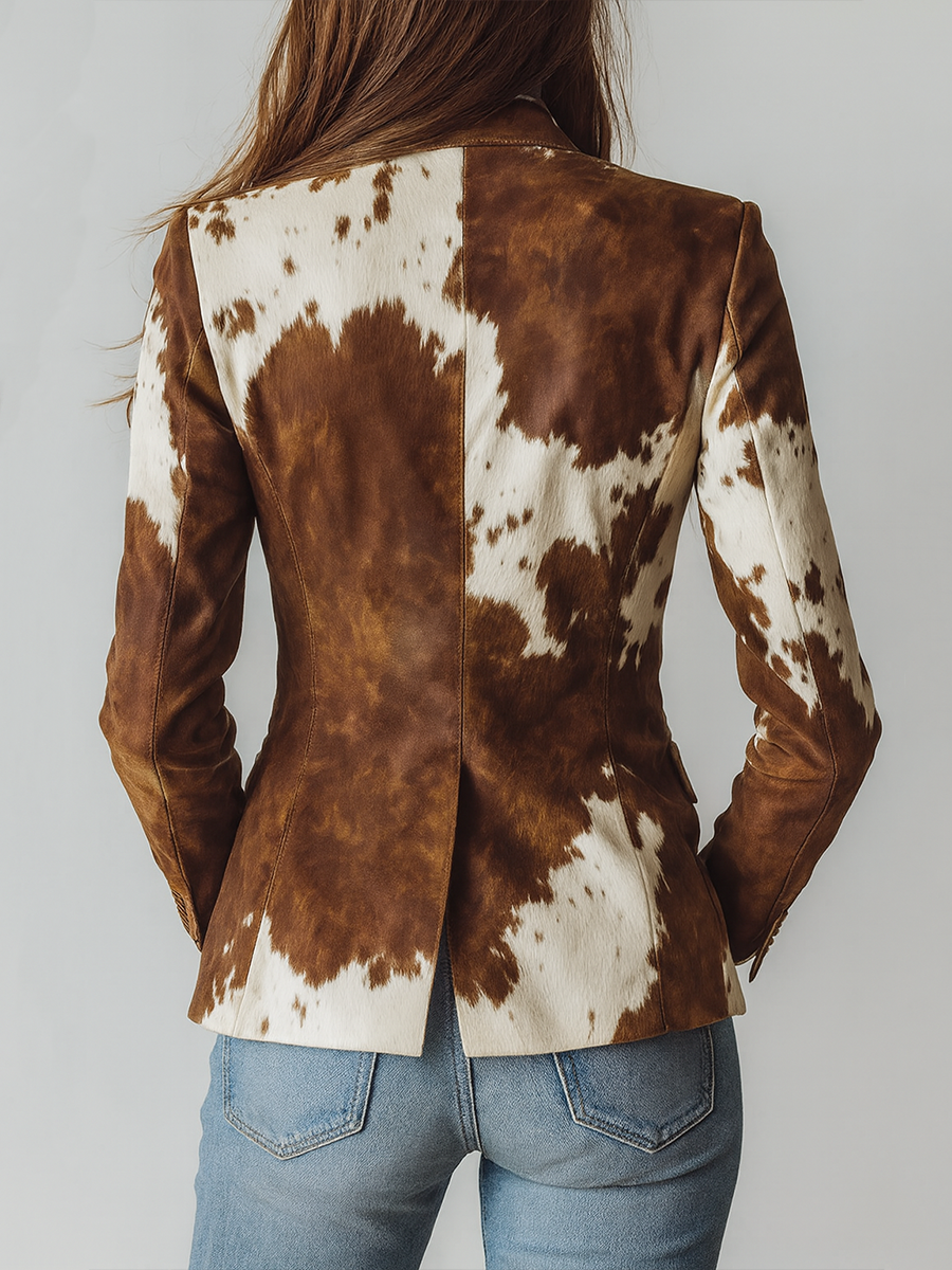 Alessia | Blazer vintage con estampado de vaca ecológico