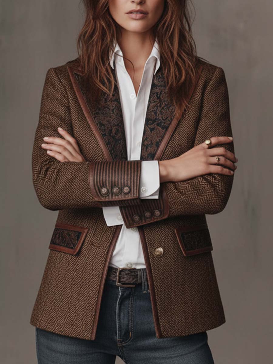 Francesca | Blazer con detalles de estampado de espiga