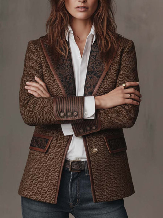 Francesca | Blazer con detalles de estampado de espiga