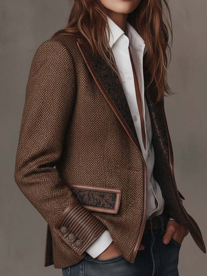 Francesca | Blazer con detalles de estampado de espiga