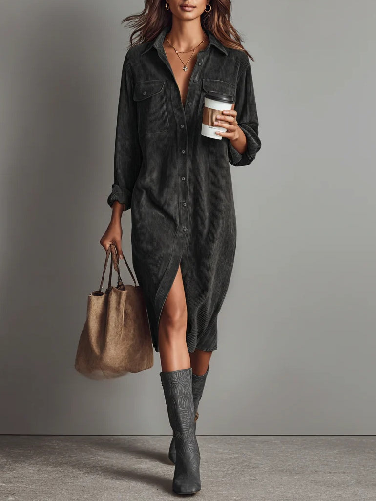 Rosaria – Vestido Holgado a Media Pierna con Dos Bolsillos