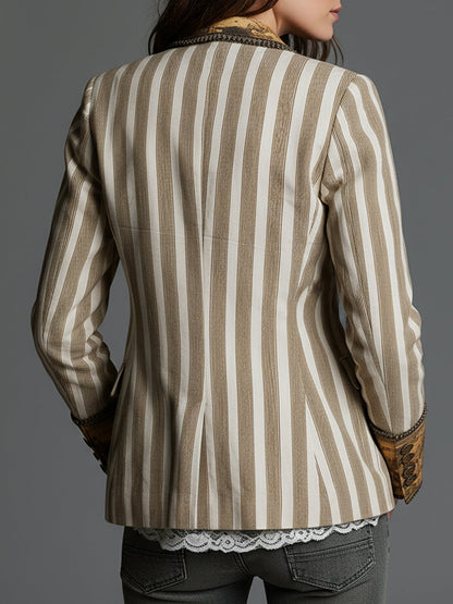Rosanna | Blazer bohemia de rayas con cuello estampado