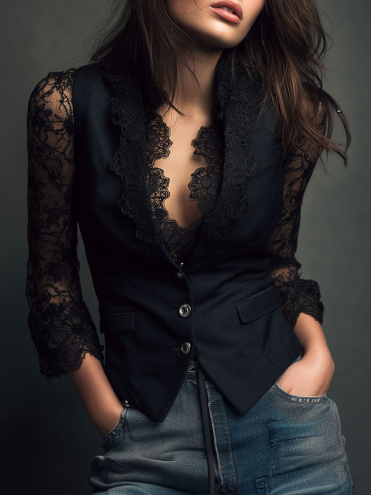 Sierra | Blazer negro con encaje