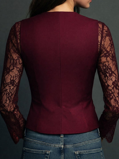 Vittoria | Blazer negra con mangas semitransparentes