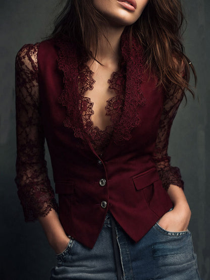 Vittoria | Blazer negra con mangas semitransparentes