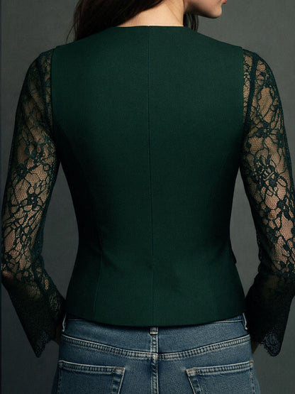Vittoria | Blazer negra con mangas semitransparentes