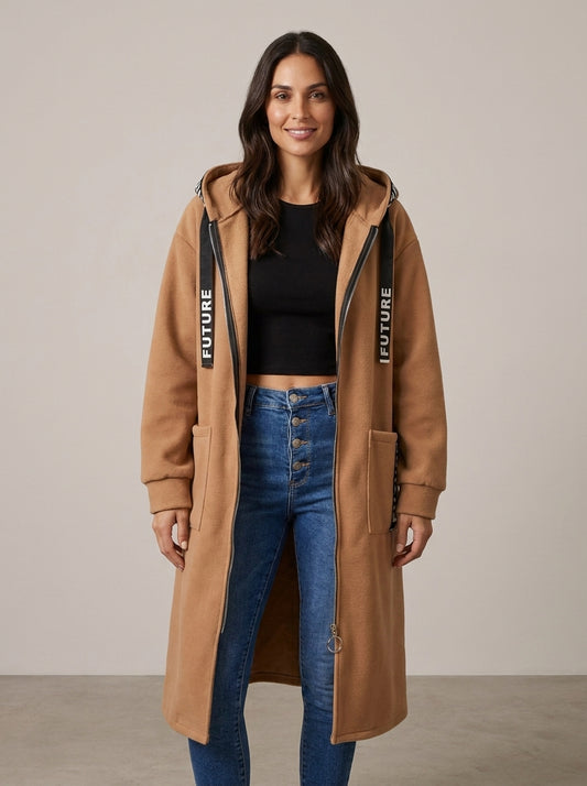 Abrigo tipo sudadera con capucha oversize para mujer