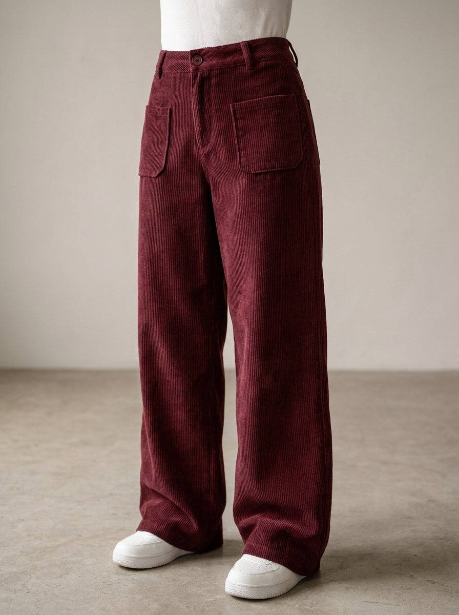 Pantalones informales de mujer, de corte holgado y perneras anchas