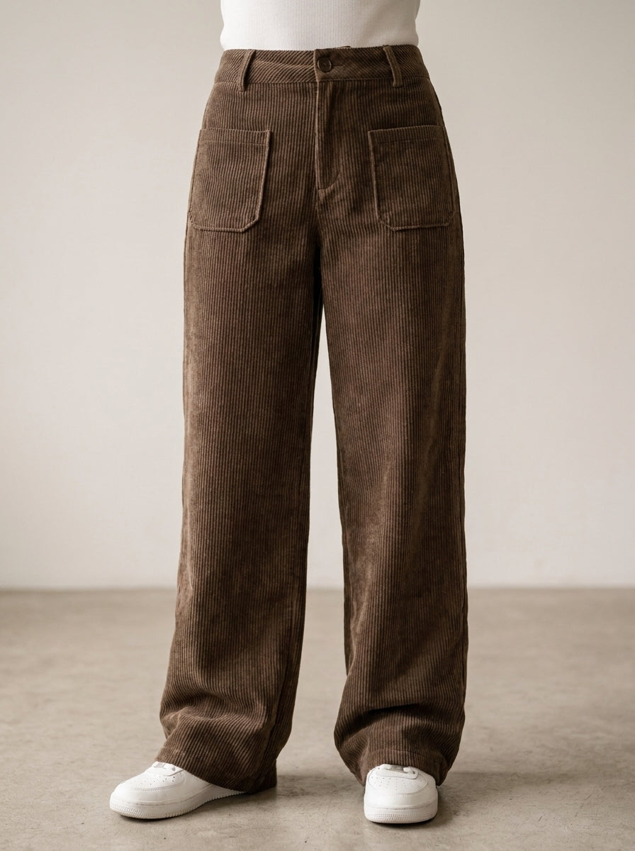 Pantalones informales de mujer, de corte holgado y perneras anchas