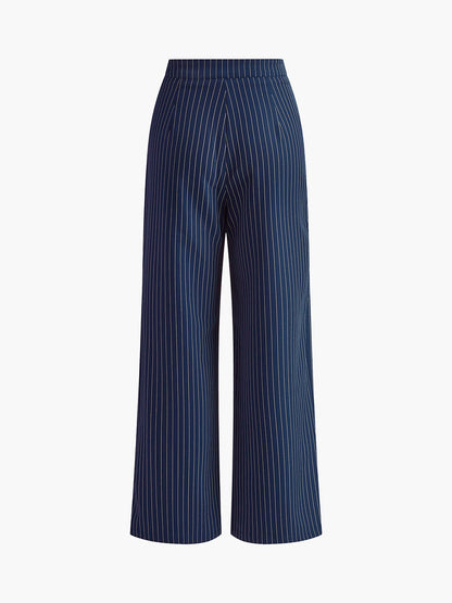 Laia | Pantalones de pierna ancha con pliegues y rayas