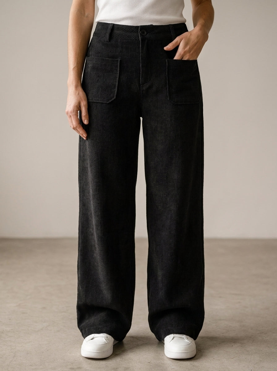 Pantalones informales de mujer, de corte holgado y perneras anchas