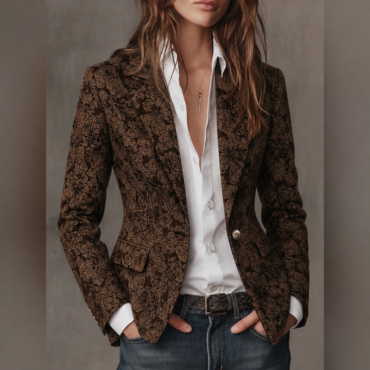 Loretta | Blazer entallada de cachemira con tejido jacquard