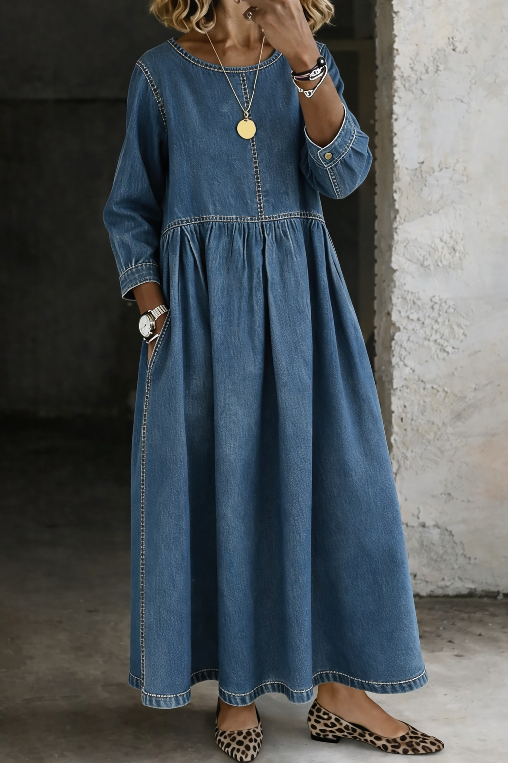 Zephyrelle - Vestido largo de vaqueros vintage