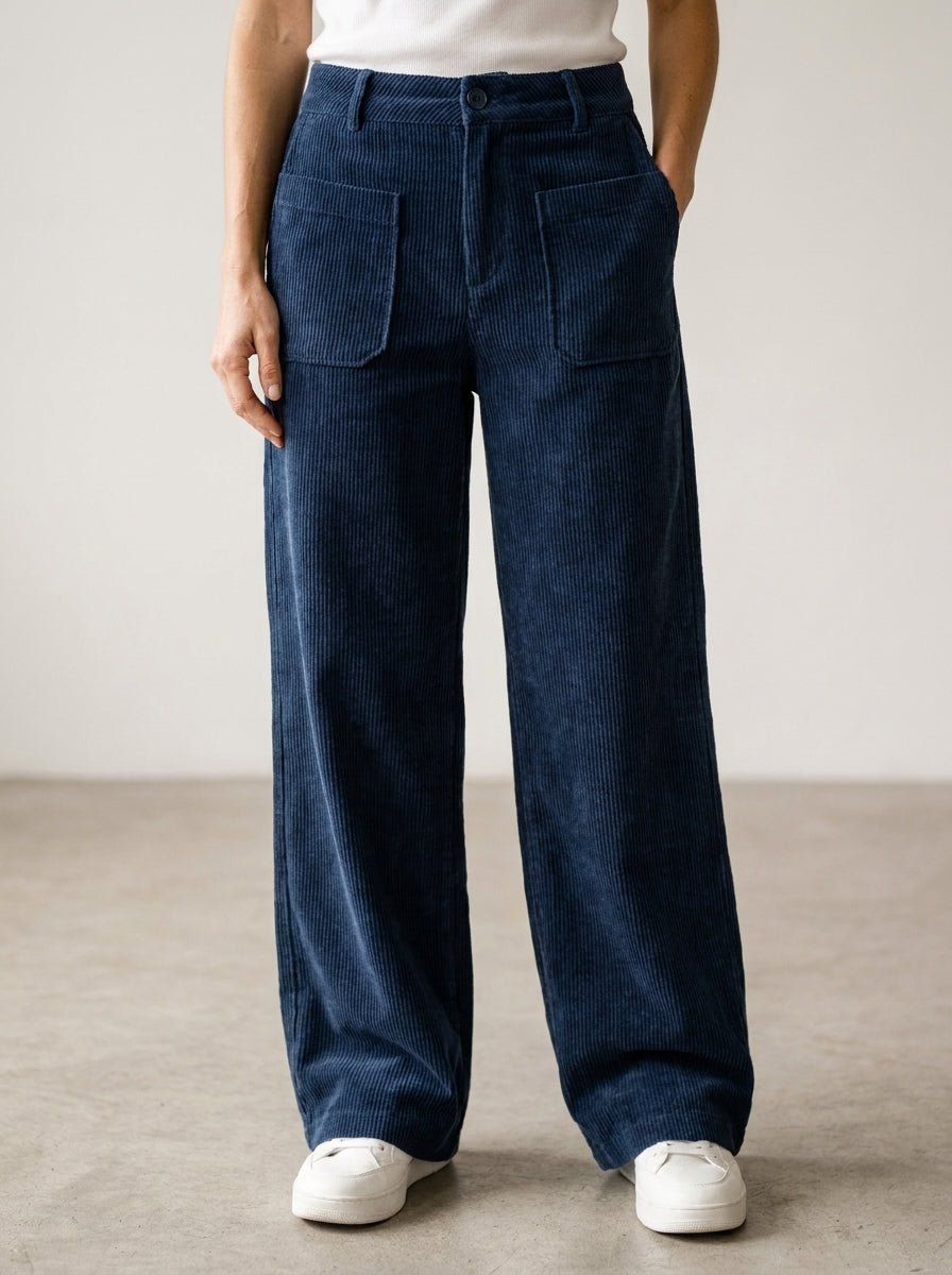 Pantalones informales de mujer, de corte holgado y perneras anchas