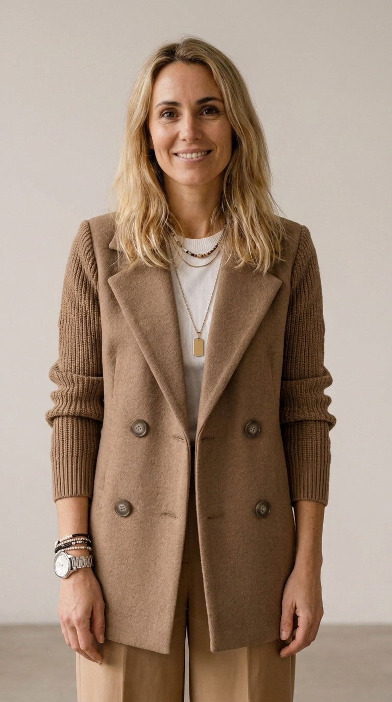 Blazer elegante con mangas de punto