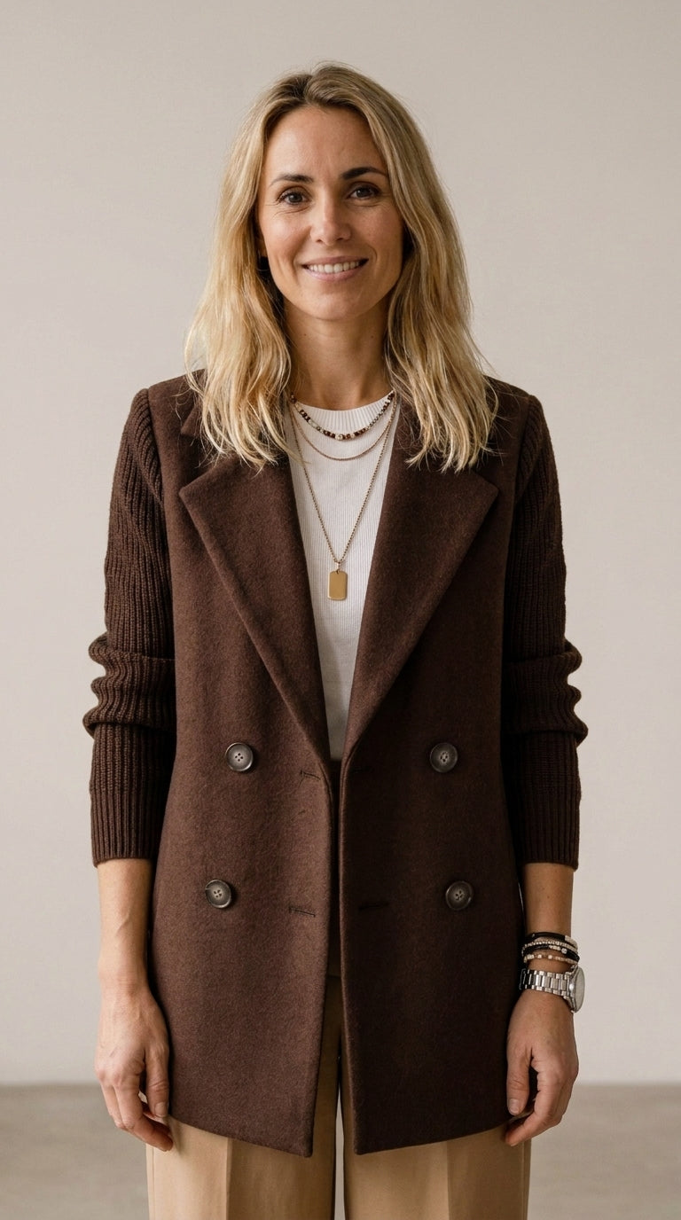 Blazer elegante con mangas de punto