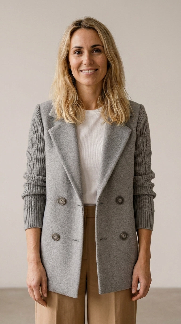 Blazer elegante con mangas de punto