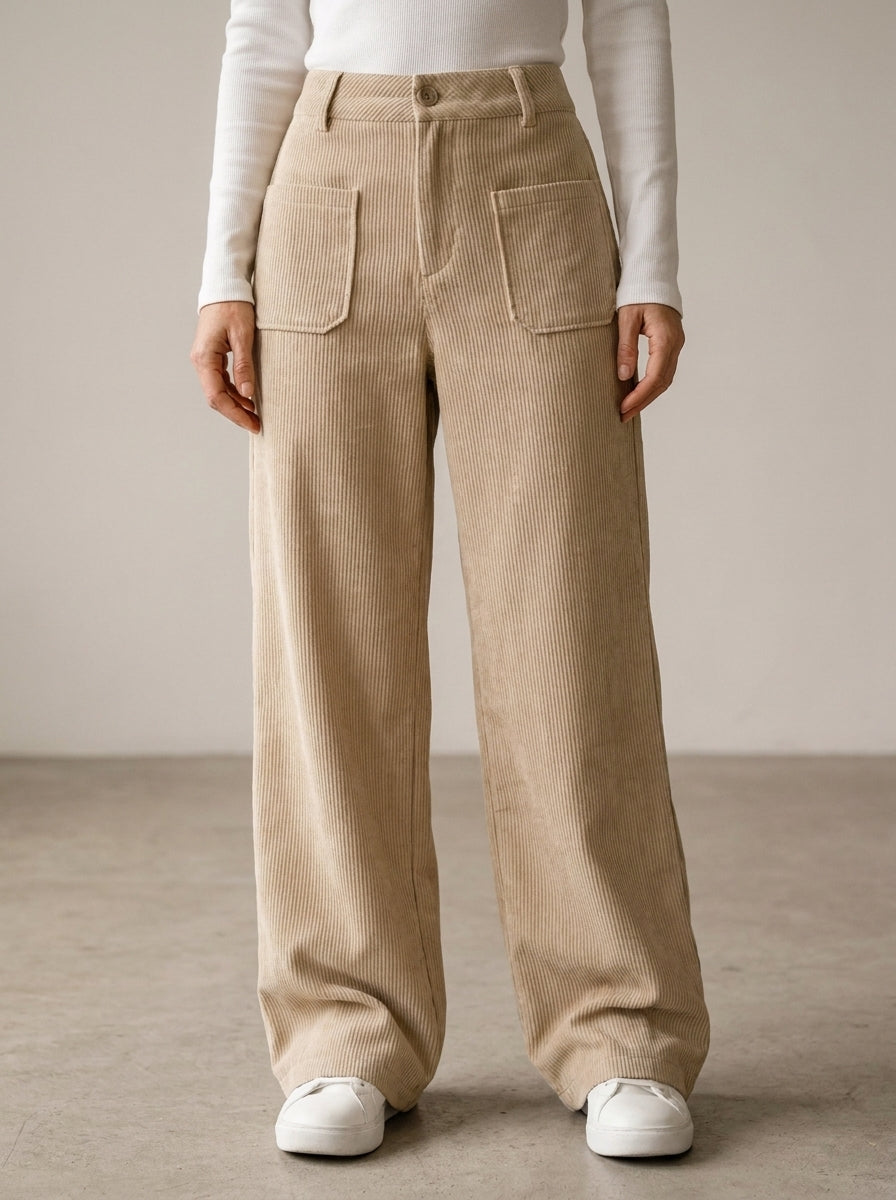 Pantalones informales de mujer, de corte holgado y perneras anchas