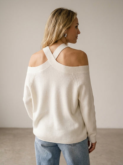 Marina | Jersey con cuello cruzado y hombros al aire