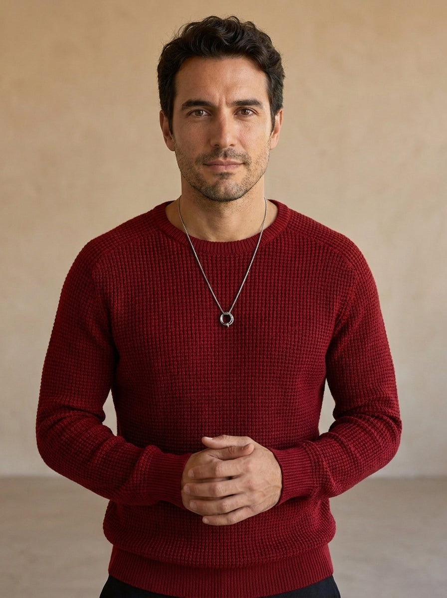 Lucas | Jersey casual de hombre con cuello redondo, manga larga y acabados acanalados