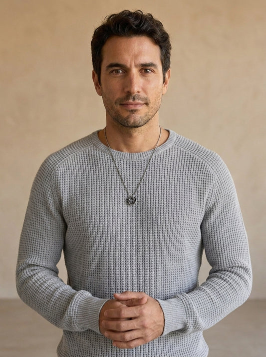 Lucas | Jersey casual de hombre con cuello redondo, manga larga y acabados acanalados