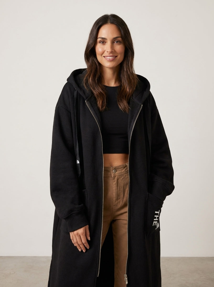 Abrigo tipo sudadera con capucha oversize para mujer
