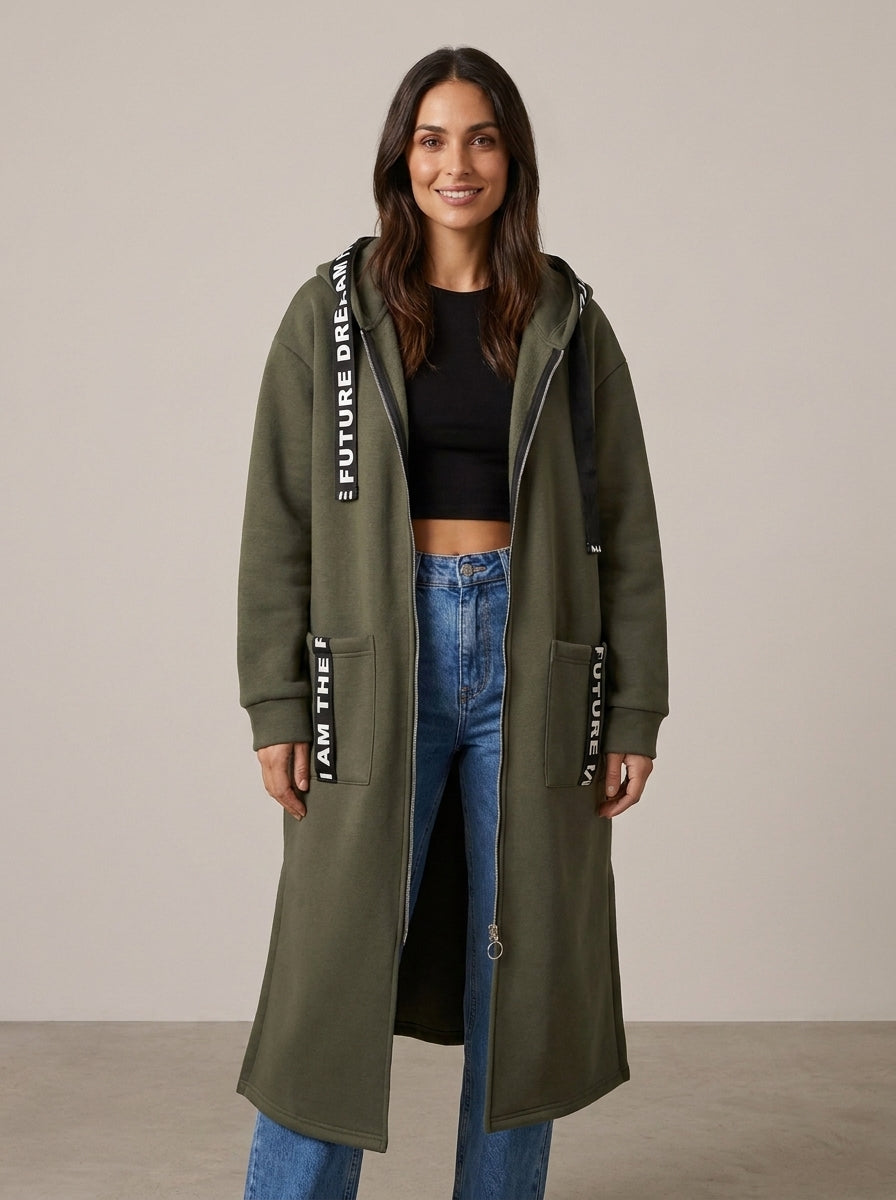 Abrigo tipo sudadera con capucha oversize para mujer