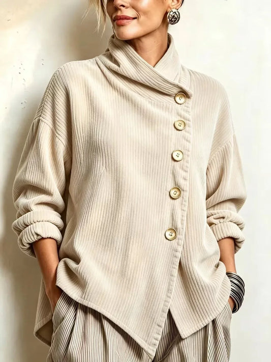 Olivia | Blusa de pana con botones en color crema