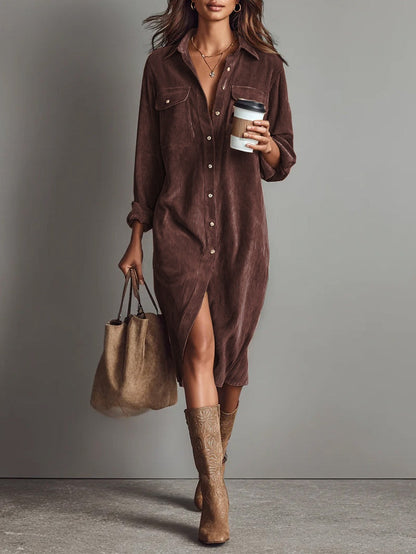 Rosaria – Vestido Holgado a Media Pierna con Dos Bolsillos