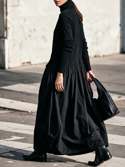 Bella | Vestido maxi oversize de cuello alto con bolsillos