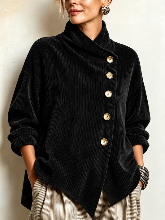 Olivia | Blusa de pana con botones en color negro
