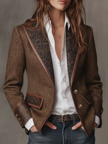 Francesca | Blazer con detalles de estampado de espiga