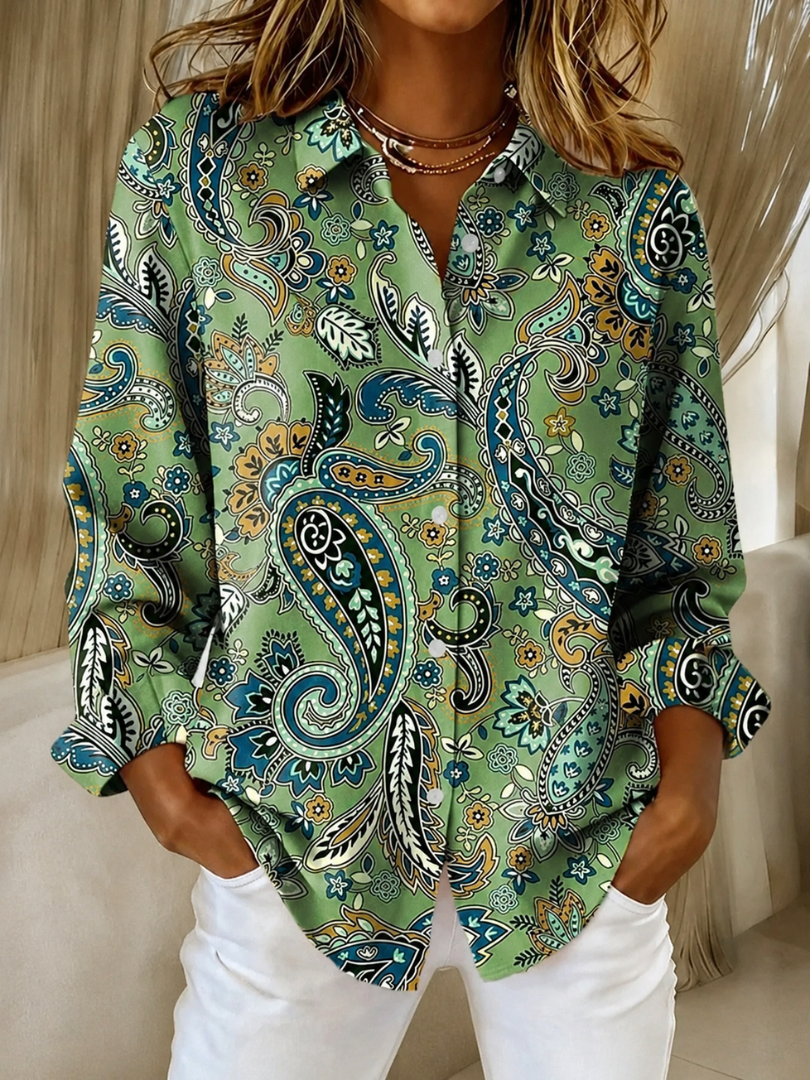 Blusa abotonada con estampado de Paisley
