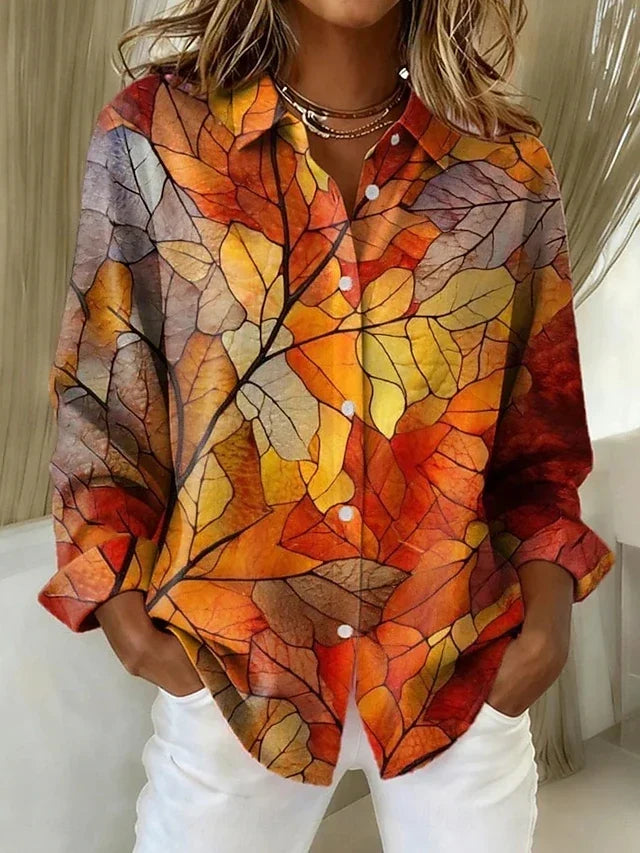 Blusa con botones y estampado botánico vintage