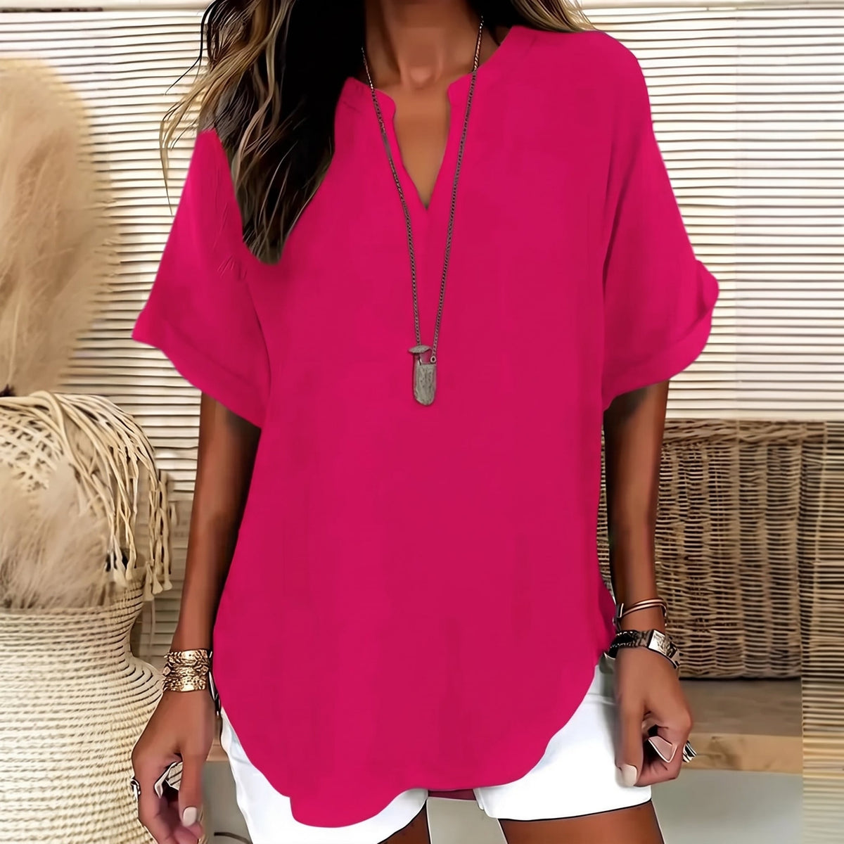Avelia | Blusa informal de mujer, holgada y de color liso.