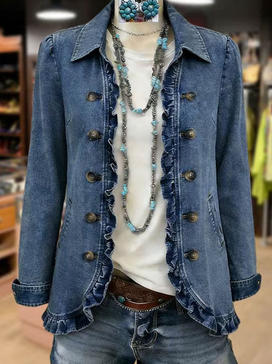 Federica | Chaqueta azul medio con volantes