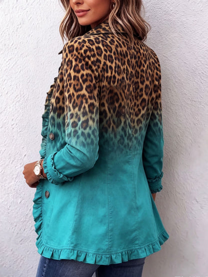 Bice | Blazer con estampado de leopardo en tonos turquesa difuminados