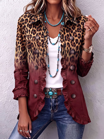 Bice | Blazer con estampado de leopardo en tonos turquesa difuminados