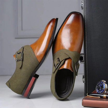 Zapatos de piel para hombre a la última con diseño de bloques de color