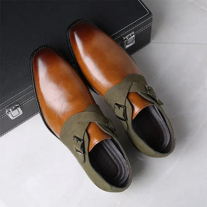 Zapatos de piel para hombre a la última con diseño de bloques de color