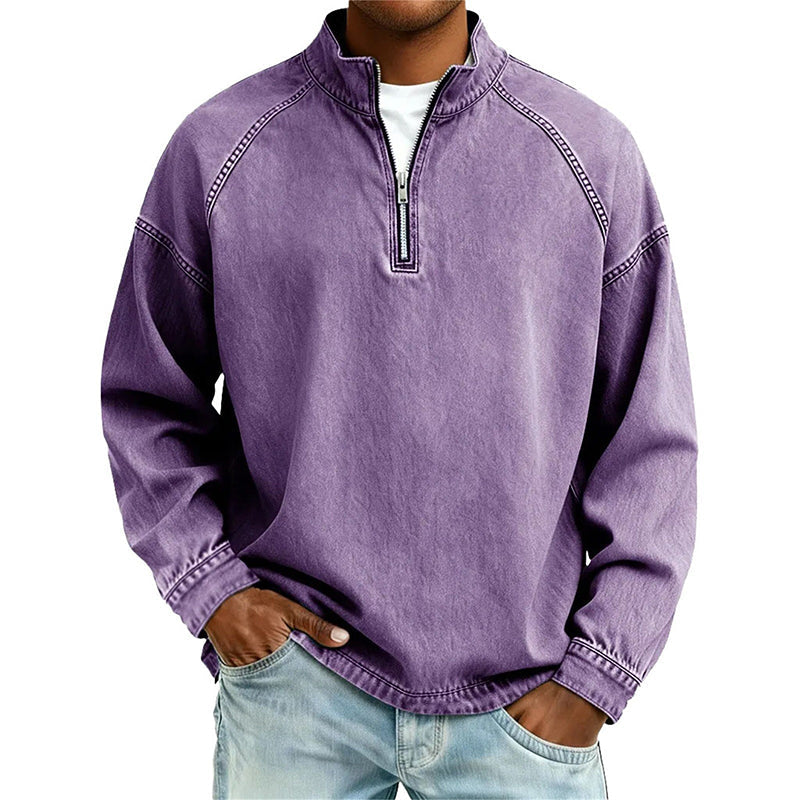 Jersey de hombre con media cremallera y estilo vintage