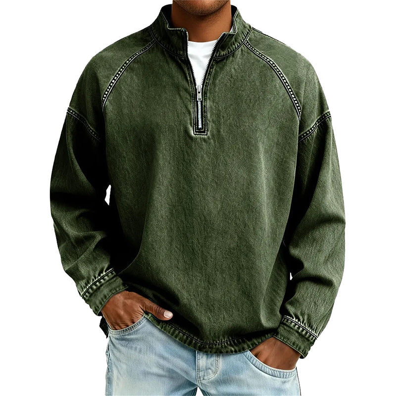 Jersey de hombre con media cremallera y estilo vintage