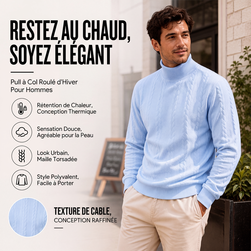 Jersey de punto trenzado con cuello alto para hombre