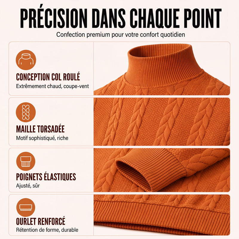 Jersey de punto trenzado con cuello alto para hombre